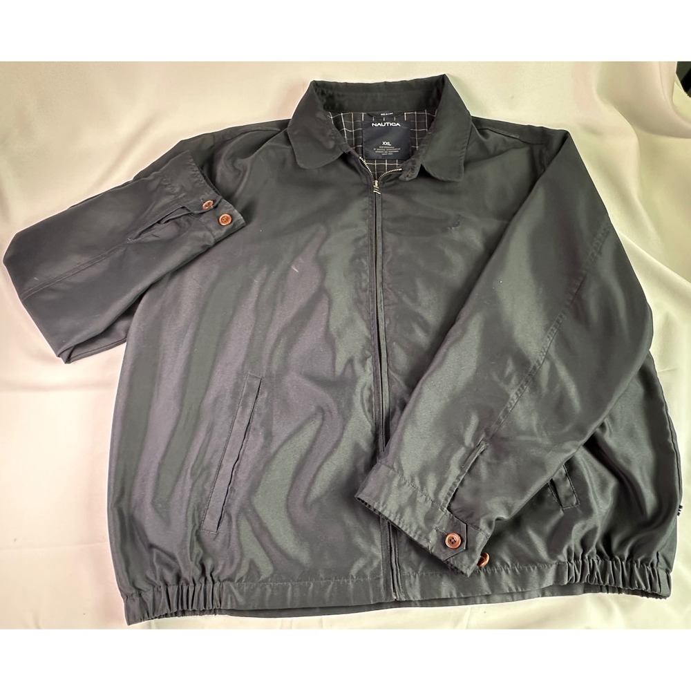 Nautica 2XL Jacket‎ Mens Full Zip Up Plaid Lined Collared Coat Windbreaker